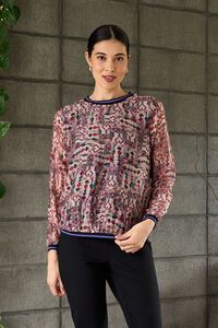 Memo Sheer Sleeve Rib Detail Top