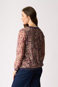 Memo Sheer Sleeve Rib Detail Top