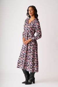 Foil Shirred Shoulder Dress