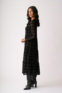 Foil Long Sleeve Tiered Hem Dress