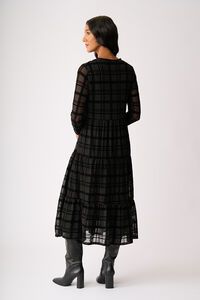 Foil Long Sleeve Tiered Hem Dress