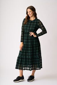 Foil Long Sleeve Tiered Hem Dress