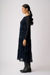 Foil Long Sleeve Tiered Hem Dress