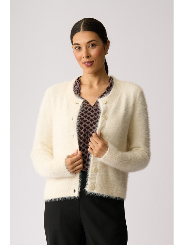 Foil Fluffy Scoop Cardigan