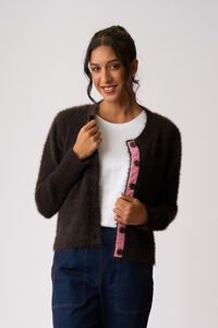 Foil Fluffy Scoop Cardigan