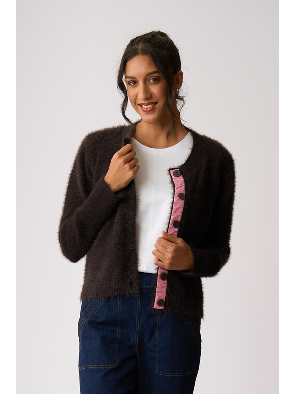 Foil Fluffy Scoop Cardigan