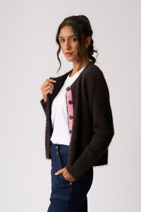 Foil Fluffy Scoop Cardigan