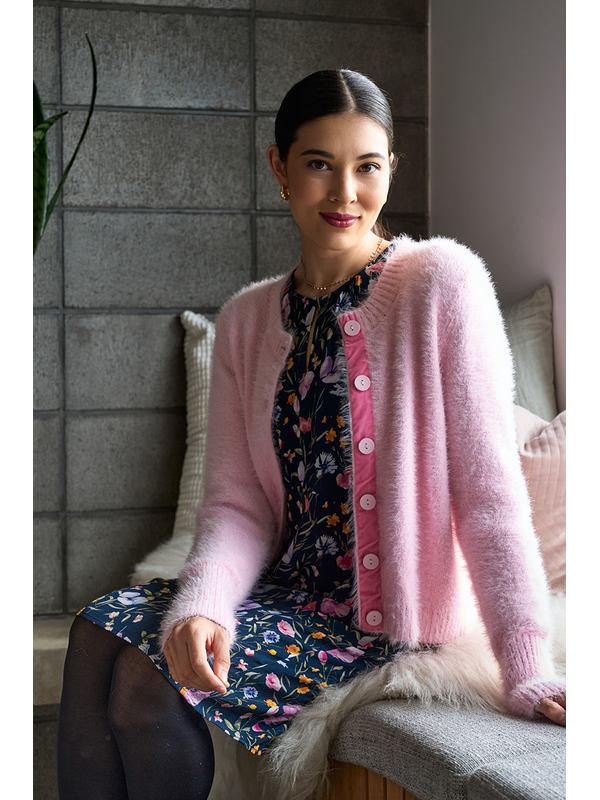 Foil Fluffy Scoop Cardigan
