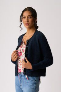 Foil Fluffy Scoop Cardigan