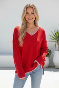 Miracle V Neck Tipped Knit