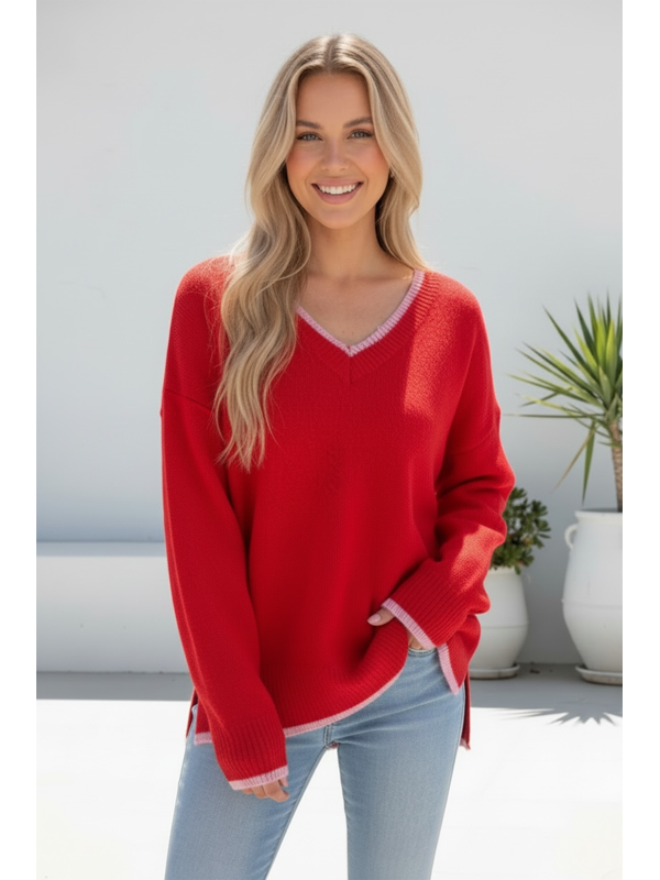 Miracle V Neck Tipped Knit