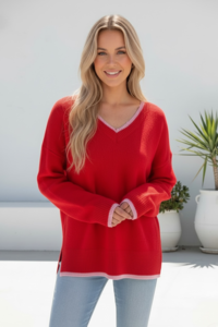 Miracle V Neck Tipped Knit