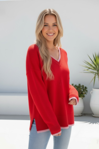 Miracle V Neck Tipped Knit