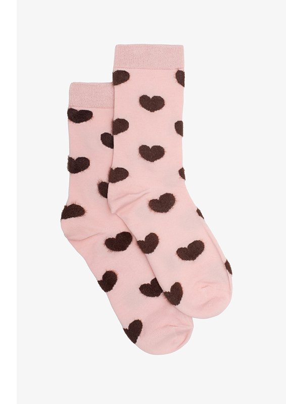 Antler Pink Heart Sock