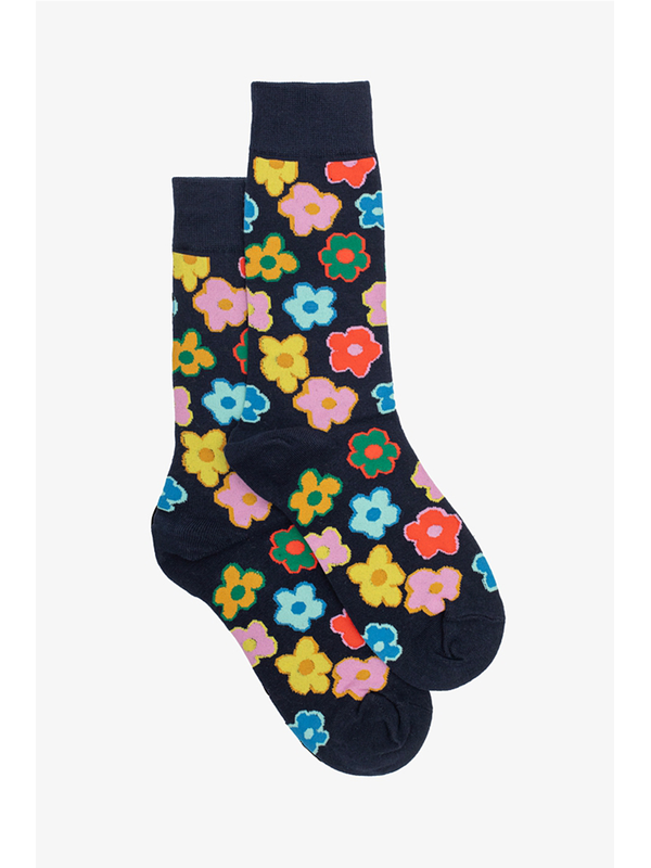 Antler Navy Retro Flower Sock