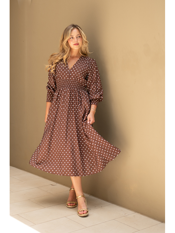 Fria The Label Polka Dot Kivari Midi Dress