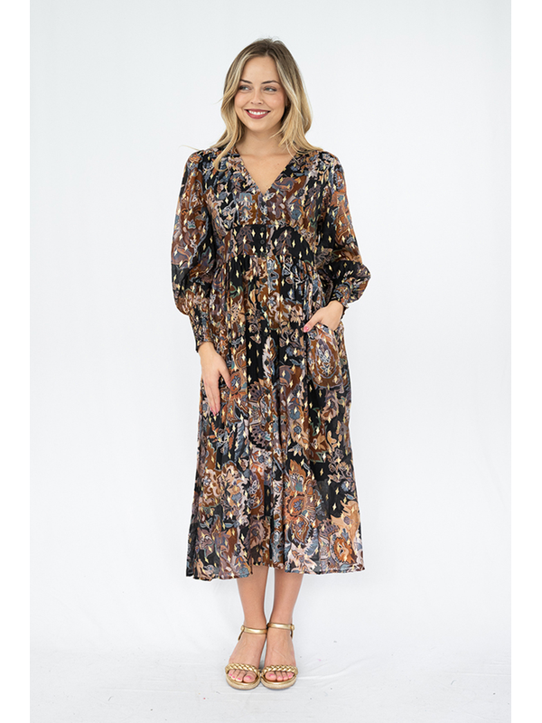 Fria The Label Batik Floral Midi Dress