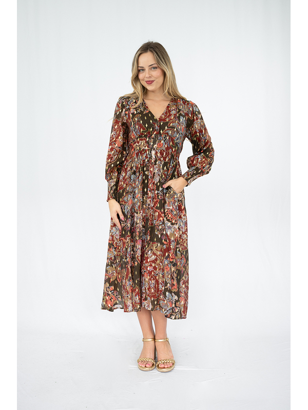 Fria The Label Batik Floral Midi Dress