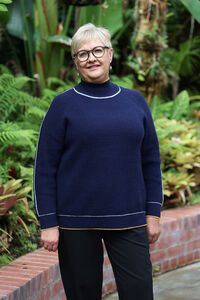 White On Black Contrast Turtle Neck Top