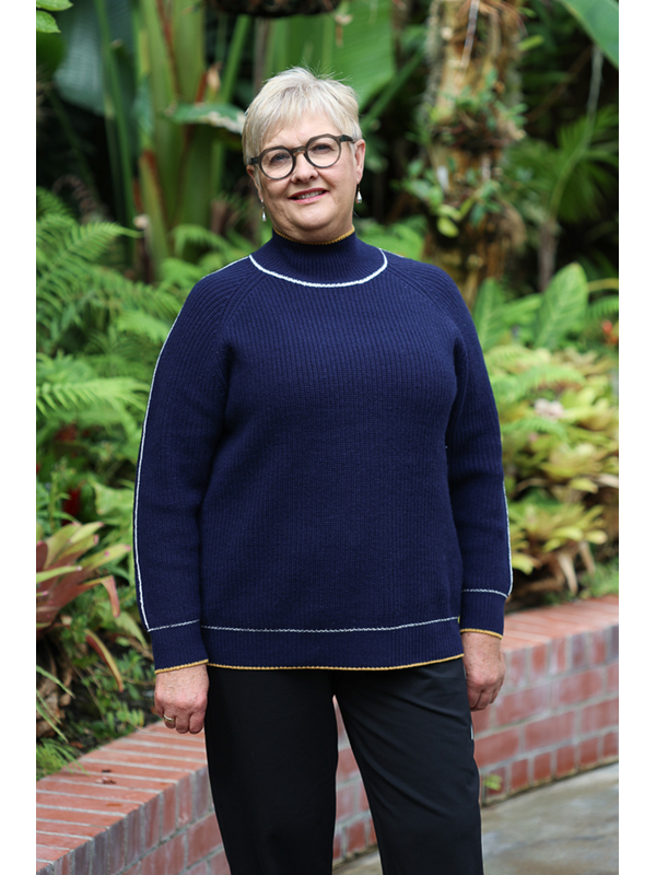 White On Black Contrast Turtle Neck Top