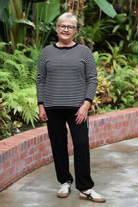 White On Black Stripe Crew