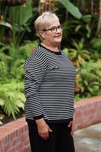 White On Black Stripe Crew