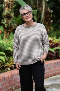 White On Black Stripe Crew