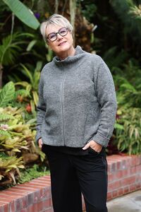 White On Black Boucle Zip Jacket