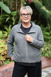 White On Black Boucle Zip Jacket