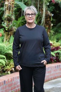 White On Black Side Button Crew