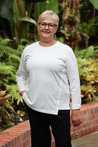 White On Black Side Button Crew