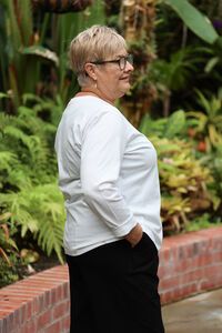 White On Black Side Button Crew