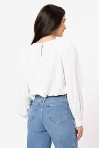 Seeking Lola Textured White Honeycomb Blouse