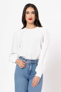 Seeking Lola Textured White Honeycomb Blouse