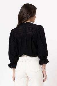 Seeking Lola Black Textured Celia Blouse