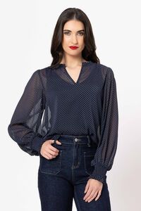 Leila + Luca Blue Wave LS Movement Blouse