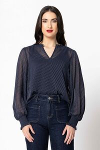 Leila + Luca Blue Wave LS Movement Blouse