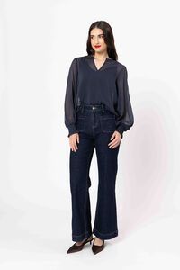 Leila + Luca Blue Wave LS Movement Blouse