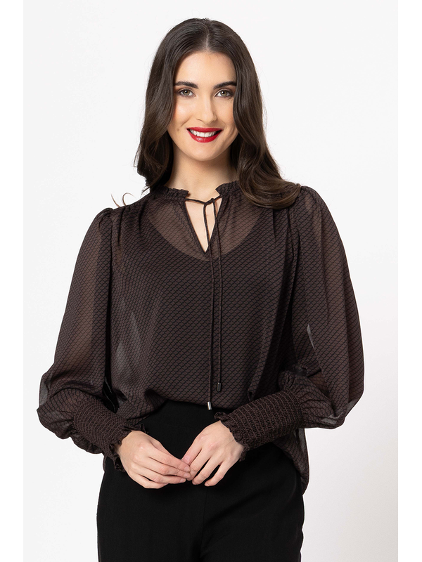 Seeking Lola Mocha Lace Byron Blouse