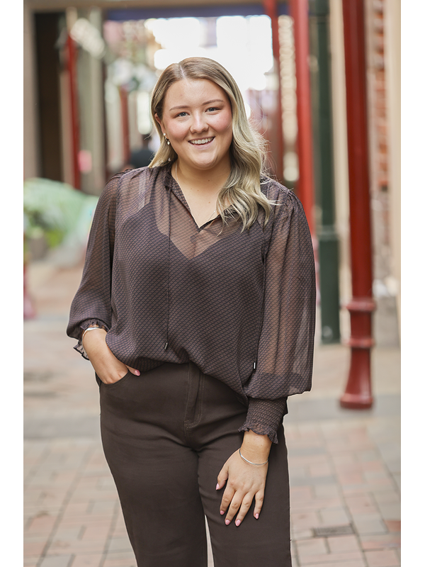 Seeking Lola Mocha Lace Byron Blouse