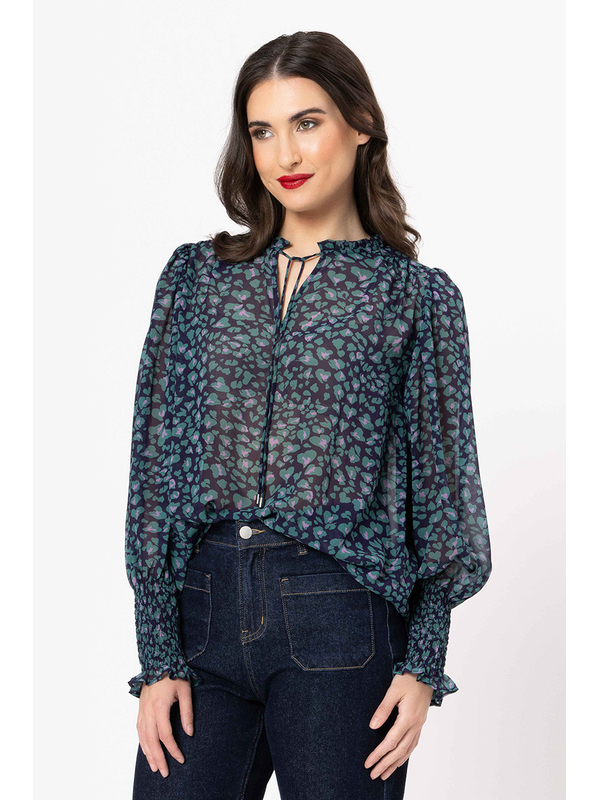 Seeking Lola Navy Instinct Byron Blouse