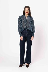 Seeking Lola Navy Instinct Byron Blouse