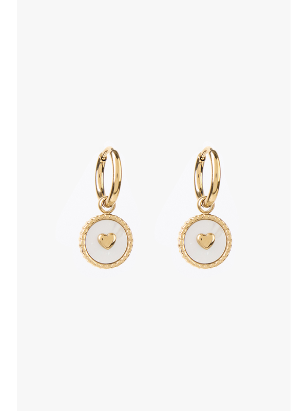 Stella + Gemma Round Shell Heart Earring