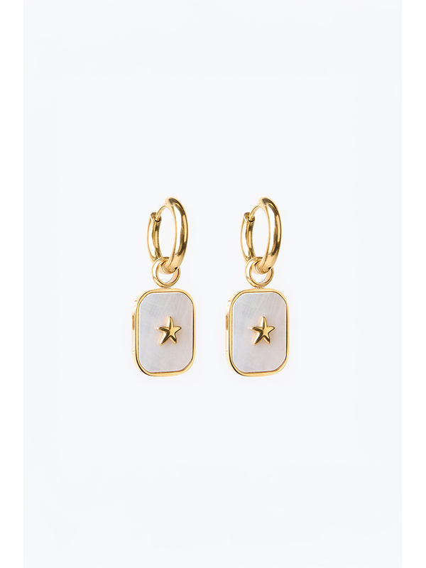 Stella + Gemma Square Shell Star Earring