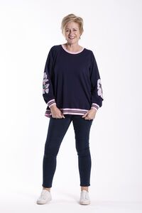 Jellicoe Team Sweater Navy/Pink Flower