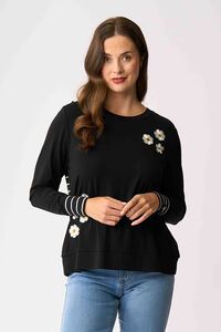 Foil Daisies Stripe Cuff Top