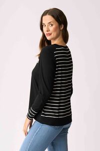 Foil Daisies Stripe Cuff Top
