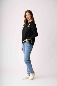 Foil Daisies Stripe Cuff Top