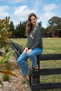 Foil Shadowed Flower Drop Shoulder Top