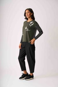 Foil Shadowed Flower Drop Shoulder Top